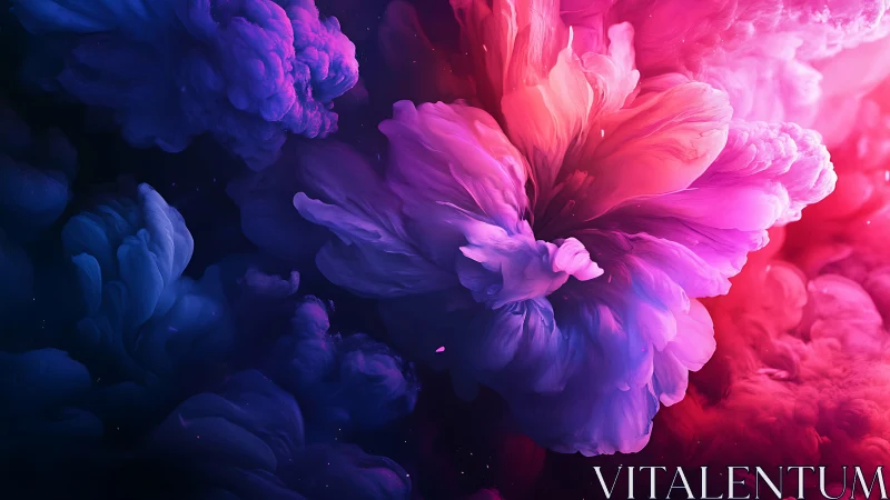 Neon vortex bloom over dark clouds in abstract digital art.