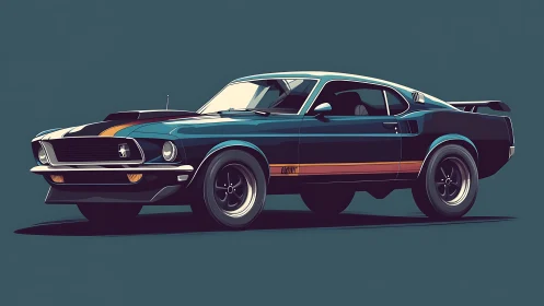 Bold classic muscle car illustration celebrates retro power