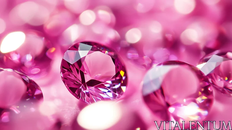 High-clarity pink gemstones rendered in macro photoreal detail