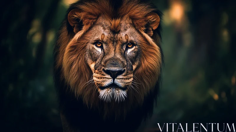 Midnight jungle monarch strides forward through painted shadow