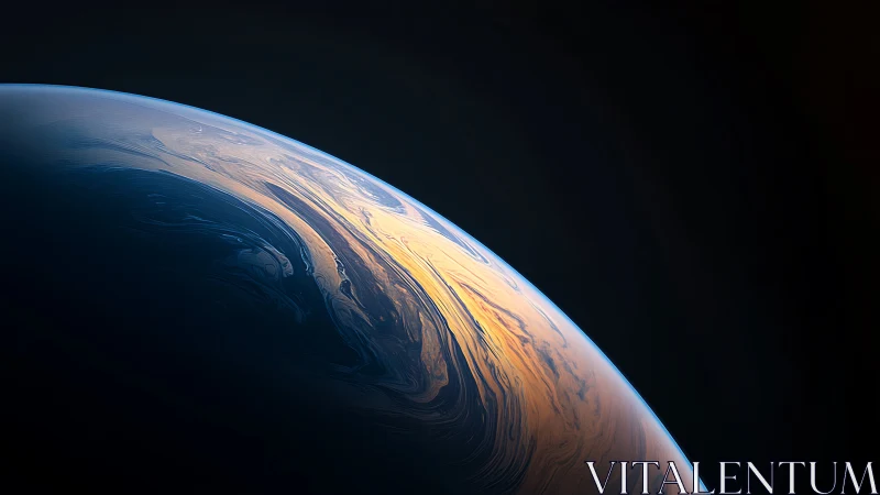 Swirled dawn over a silent alien sea-planet horizon.