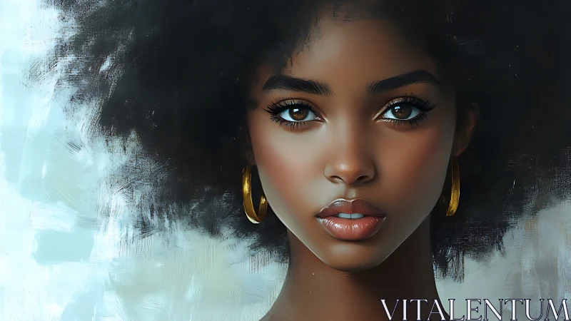 Digital portrait of young woman with natural textured hair.