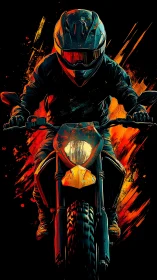 Motorcyclist rides through explosive neon fire trails