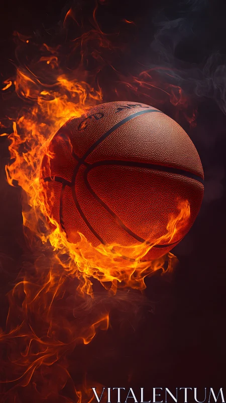 High-detail flaming basketball with dynamic combustion plumes