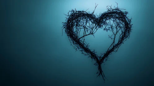 Organic Heart Structure Through Bare Branches.