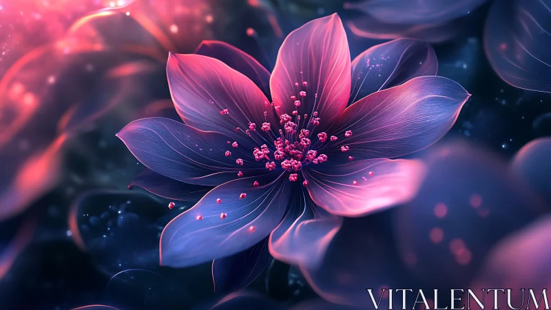 Neon luminescent flower with pink and blue gradient petals.