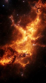 Stellar firestorm nebula in dense starfield vertical view.