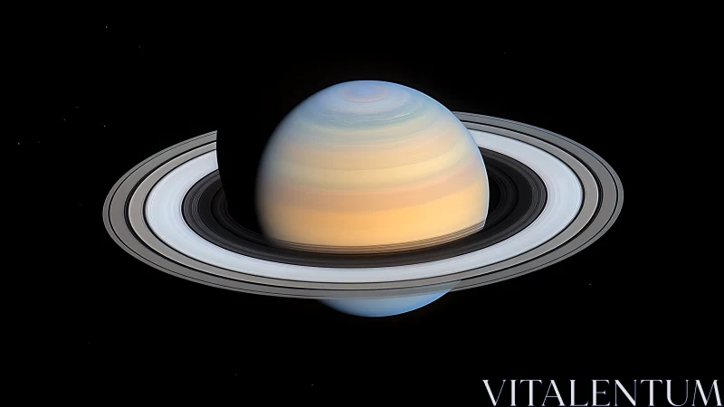 Photorealistic Saturn portrait with concentric ring structure.