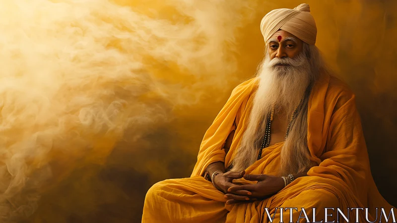 Amber-hued mystic lets golden silence drift through smoke