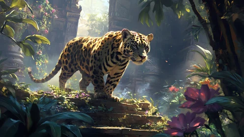 Apex Predator in Emerald Ruins: Digital Jungle Architecture.