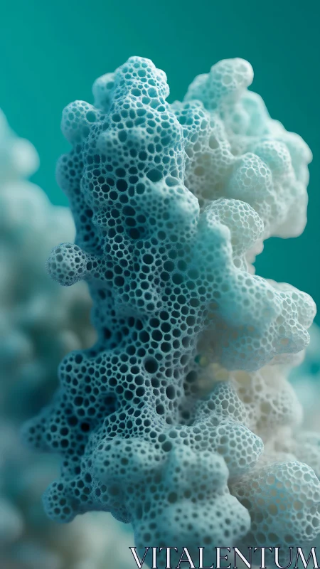 Porous abstract structure in blue-green macro view.