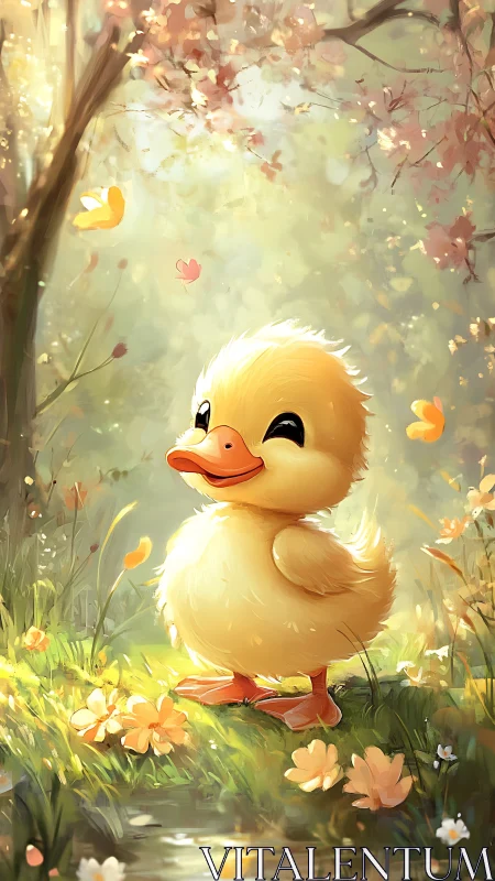 Backlit duckling rendered in soft-edge digital painting light