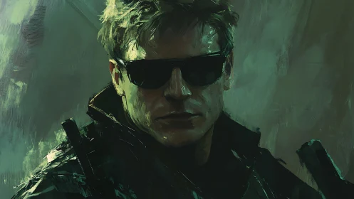 Cool-headed night operative in shadowy green light.