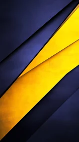 Bold yellow ribbon cuts through deep navy geometric layers