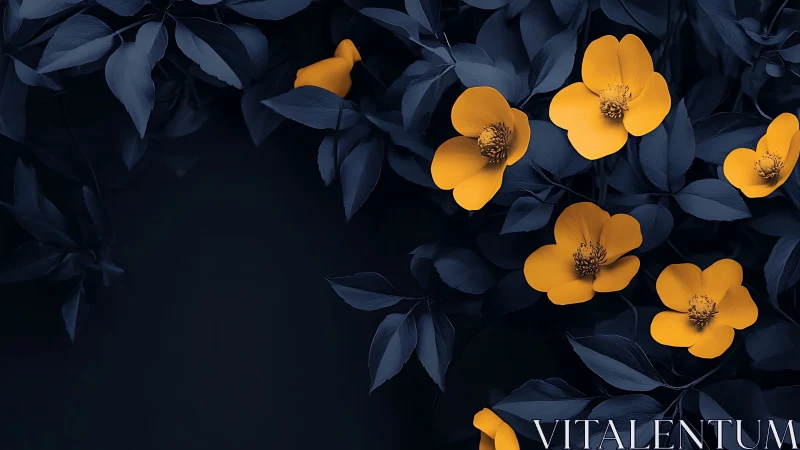 Golden Blooms Pierce the Midnight Garden.