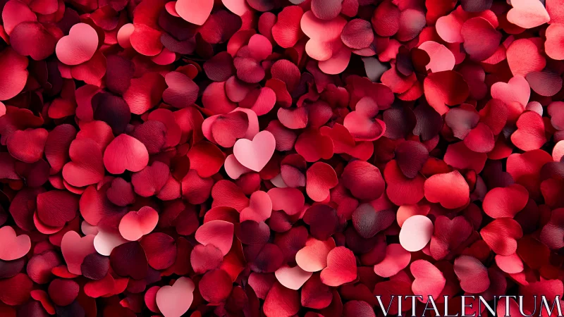 Rose petals with varied coloration arranged in dense composition.