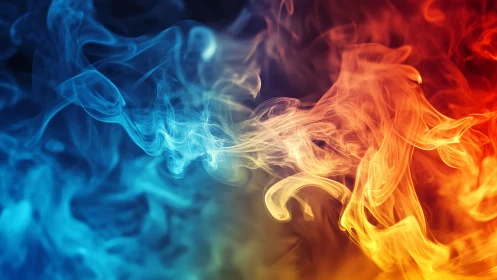 Chromatic Dance: Blue and Amber Flames Colliding.