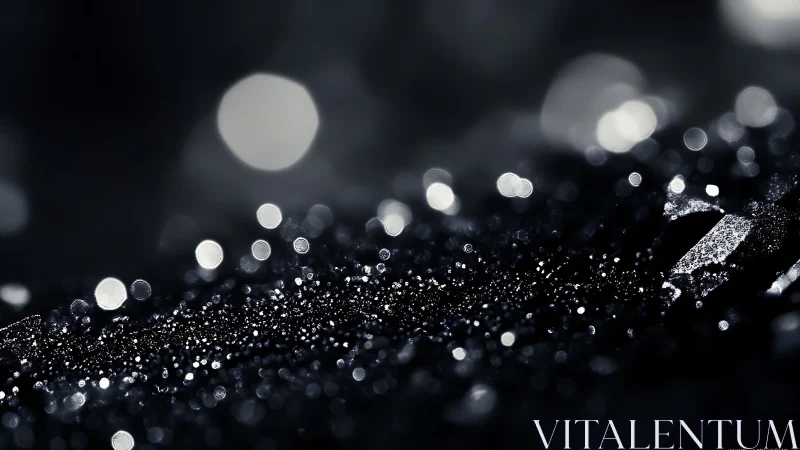 Dark macro bokeh of glittering granular surface captured.