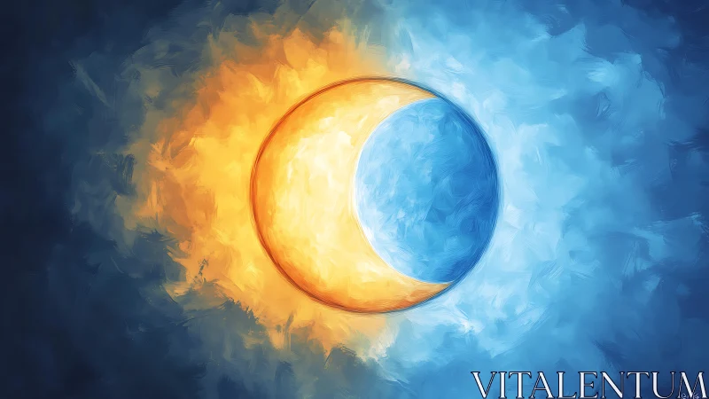 Solar crescent sips moonlight while twilight swirls around