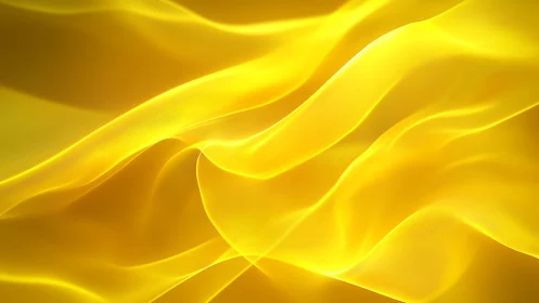 Flowing yellow silk fabric abstract background in vibrant style.