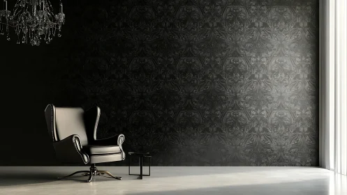 Quiet black lounge corner invites calm, elegant reflection