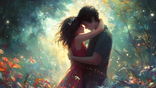 Enchanted Embrace: Luminous Forest Romance.
