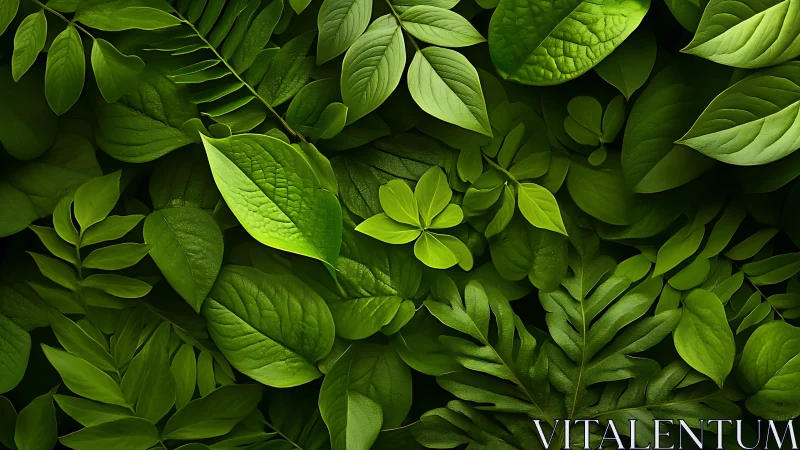 Layered tropical foliage canopy in rich luminous greens