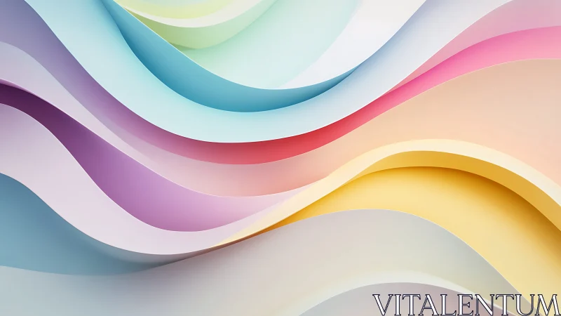 Soft pastel ribbons curve across minimalist abstract field