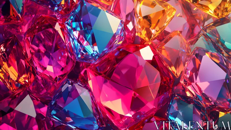 Vivid Multicolored Gemstones in Abstract Digital Art Style.