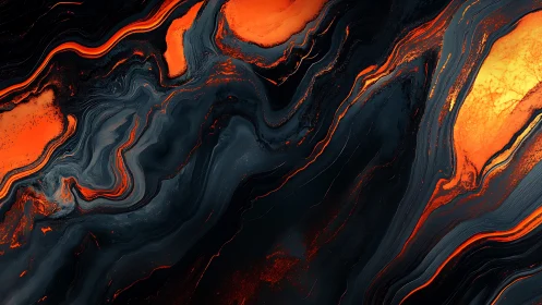 Molten river of ember light carves through midnight stone
