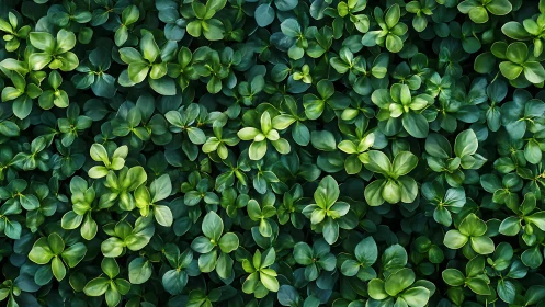 Top-down optical study of dense glossy green foliage canopy.