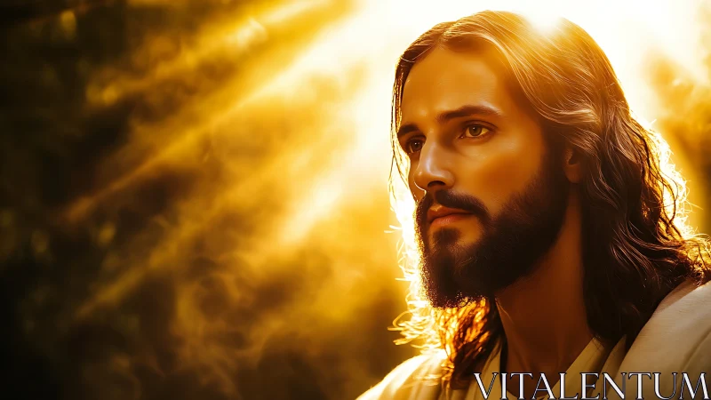 Gentle robed figure bathed in soft, golden morning light.