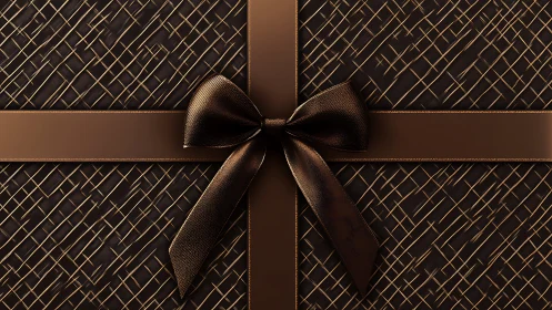 Luxurious bronze gift box glows with elegant geometric texture