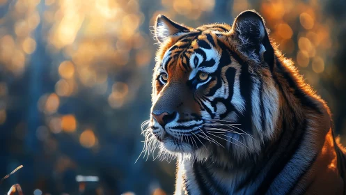 Portrait of a tiger rendered with shallow depth of field lighting