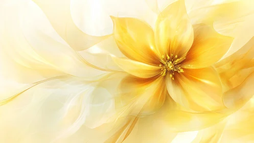 Golden abstract flower with soft flowing light petals.