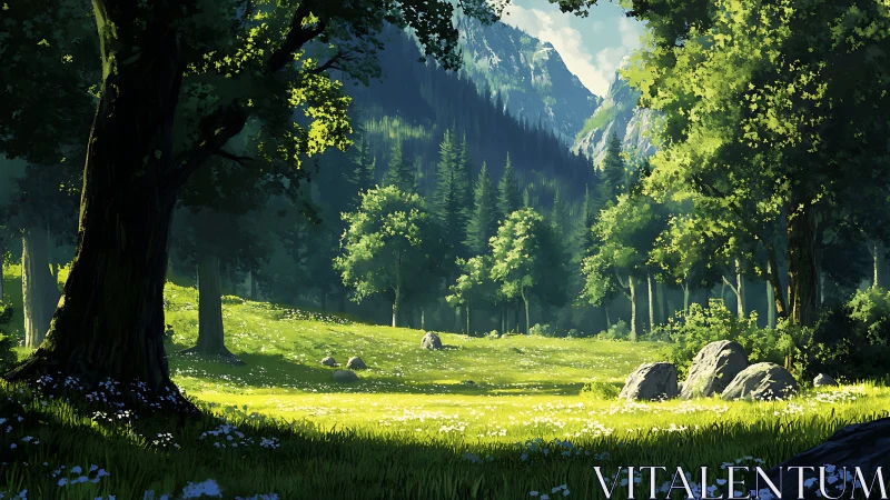 Alpine Valley Meadow: Volumetric Rendering with Atmospheric Perspective