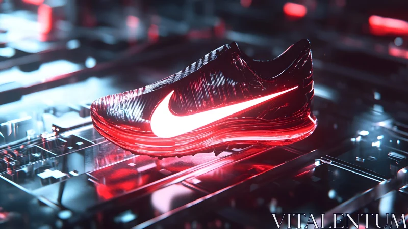 Futuristic Nike Sneaker with Neon Glow in High-Tech Digital Style.