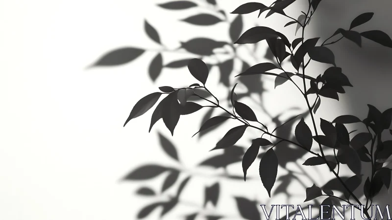 Soft plant shadows dancing gently across calm white walls.