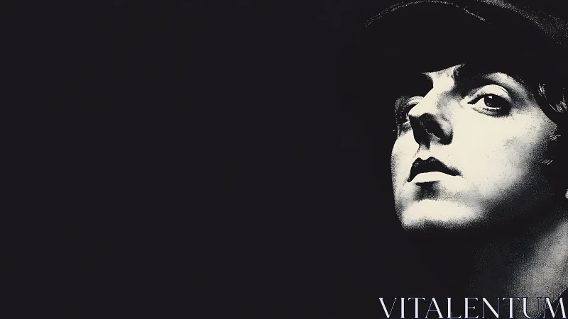 Half-lit rebel face emerging from velvet-black silence.