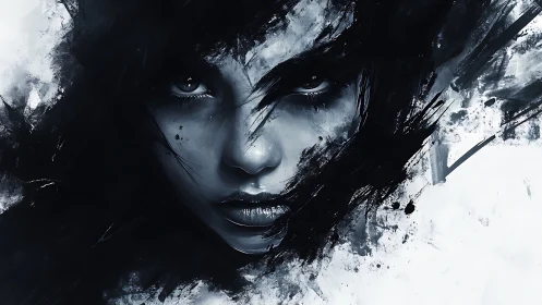 Storm-swept monochrome portrait with piercing gaze revealed.