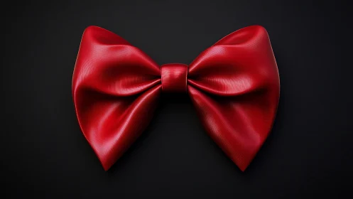 Crimson Silk Bow Tie Against Charcoal Ground.