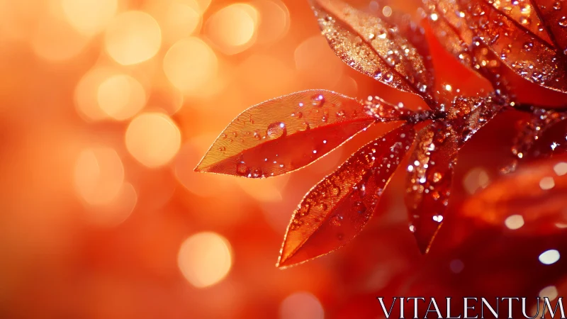 Ember-bright autumn leaves shimmer in jeweled morning light.