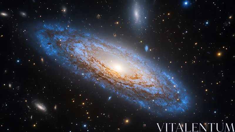 Edge-on barred spiral galaxy with bluish star-forming disk