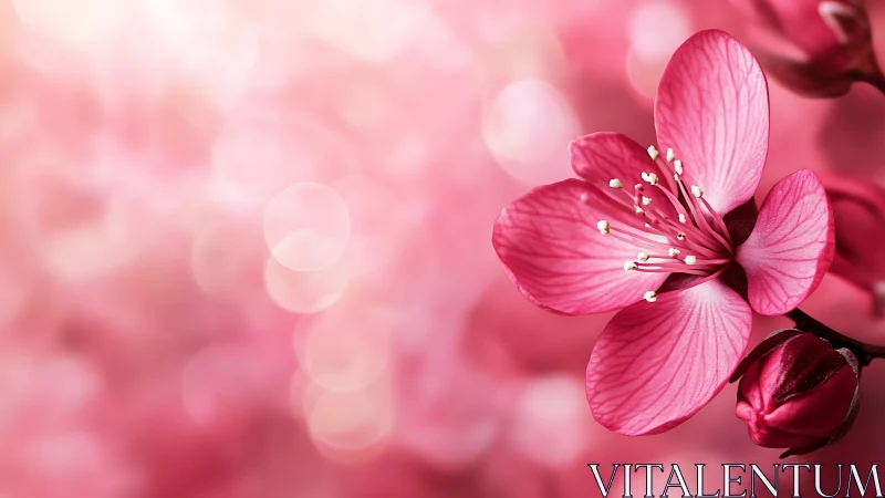 Pink Flower Petals with Stamen Detail Against Soft Background