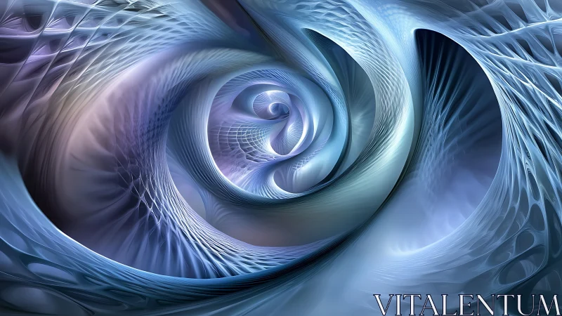Gentle spiral dreamscape in soft blues and silvery light.