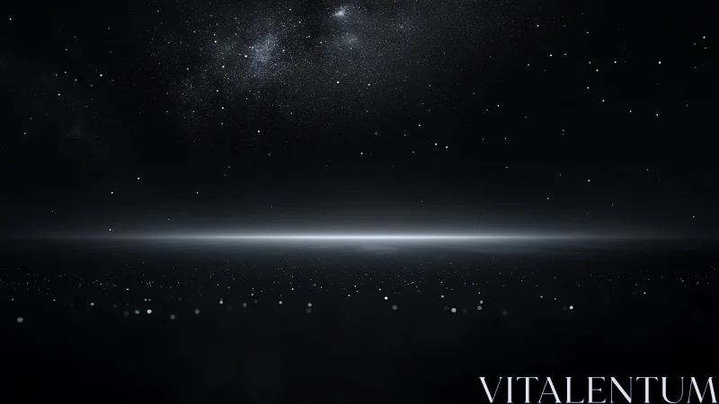 Distant galactic horizon over dark space with starfield.