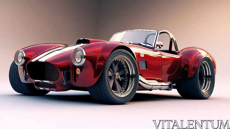 High-gloss 3D render of wide-body red roadster with studio lighting