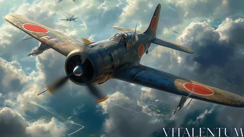 Storm-cutting warbird carves sunlit corridors through clouds