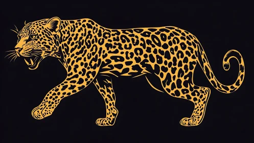 Golden Leopard Walking With Grace.