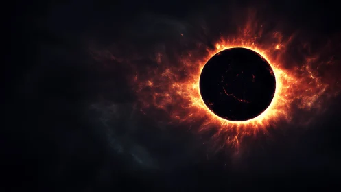 Burning solar eclipse ring cuts through deep cosmic darkness